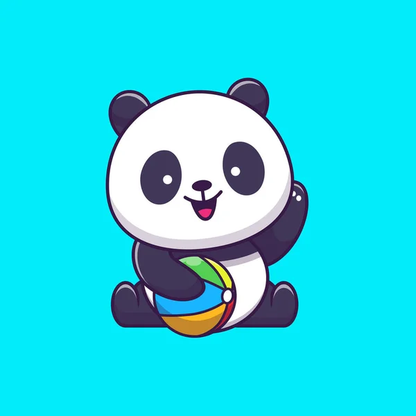 Niedliche Panda Spielball Cartoon Vector Icon Illustration Animal Sport Icon — Stockvektor