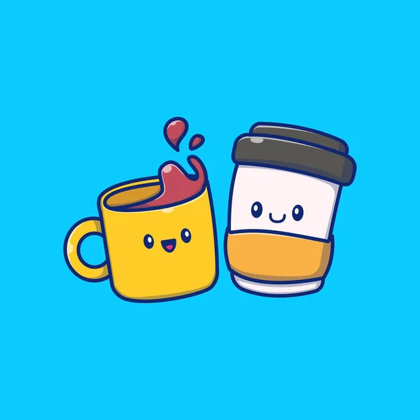 Cute Coffee Cartoon Vector Ilustração Ícone Conceito Comida Bebida Vetor — Vetor de Stock