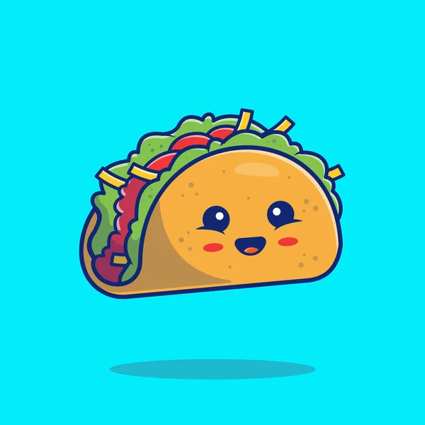 Lindo Taco Cartoon Vector Icono Ilustración Fast Food Iconconcept Vector — Vector de stock