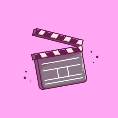 Alkışlayıcı Yönetim Kurulu Film Çizgi Filmi Vektör Simgesi İllüstrasyonu. Film Ekipmanı Simgesi İzole edilmiş Premium Vektörü. Düz Çizgi Film Biçimi