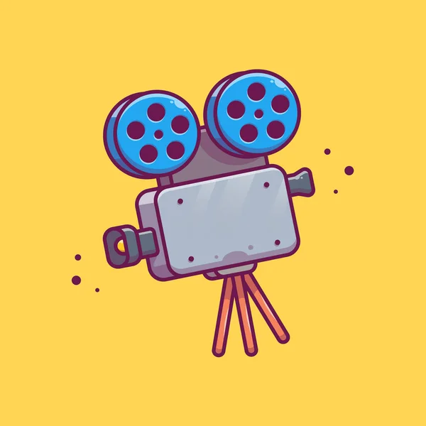 Камера Фільм Мультфільм Векторна Ілюстрація Movieevatory Icon Concept Ізольовані Преміум — стоковий вектор