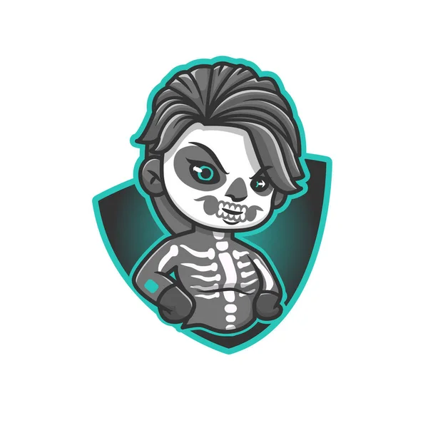Niedliche Skull Kid Logo Cartoon Vector Icon Illustration Peoplesign Icon — Stockvektor