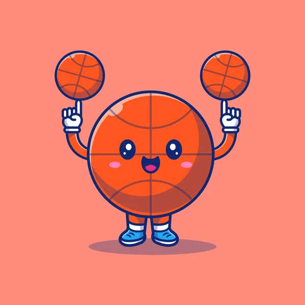 Cute Basket Ball Cartoon Vector Icono Ilustración Sport Objecticon Concept — Vector de stock