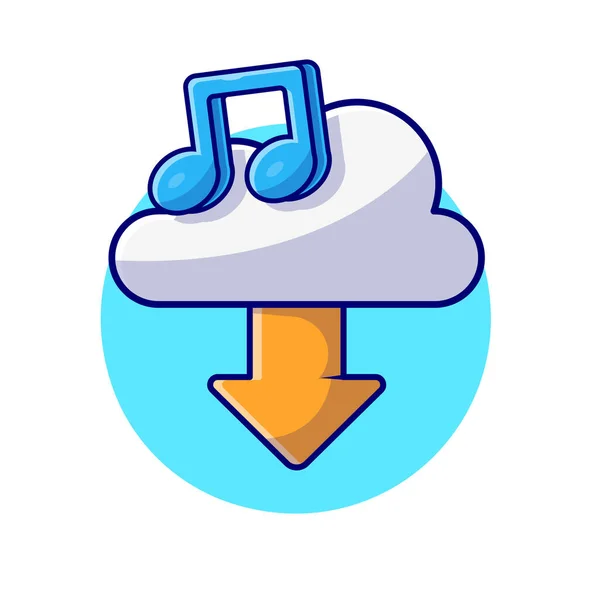 Cloud Download Muziek Met Opmerking Cartoon Vector Icon Illustratie Technologie — Stockvector