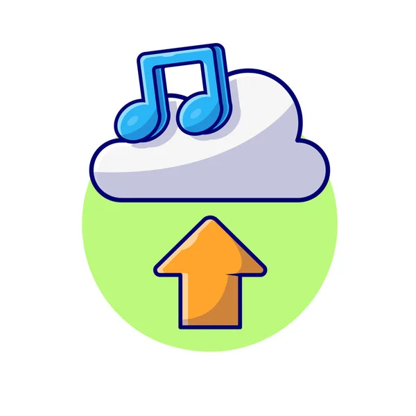 Cloud Upload Muziek Met Note Cartoon Vector Icon Illustration Technologie — Stockvector