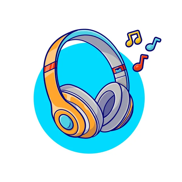 Koptelefoon Muziek Luisteren Met Tune Note Music Cartoon Vector Icon — Stockvector