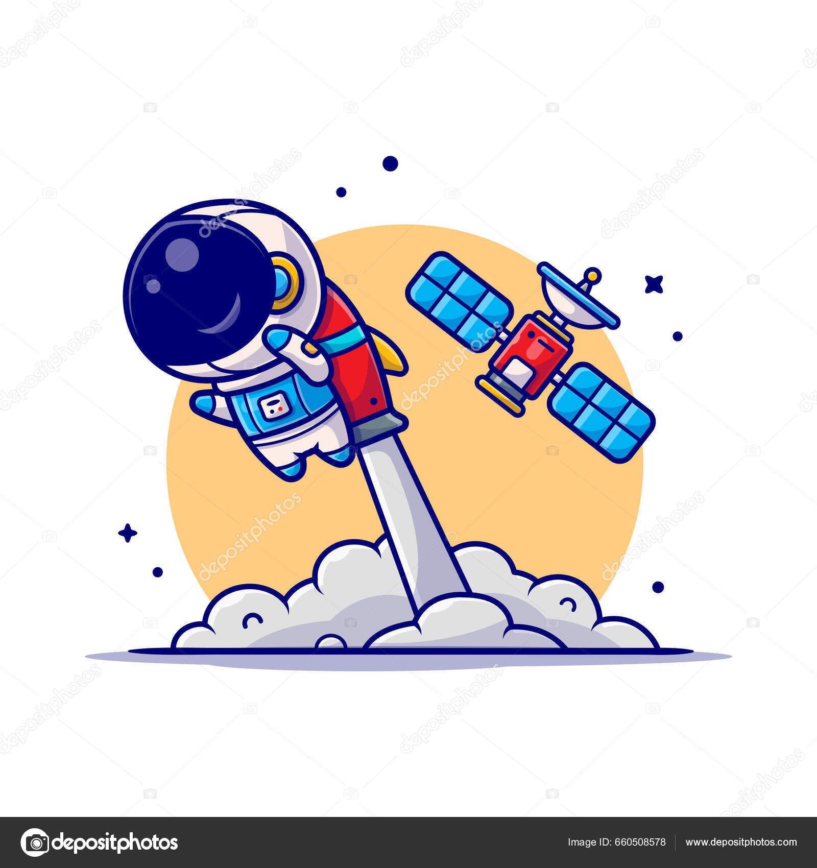 Premium Vector, Cute alien holding moon balloon cartoon illustration