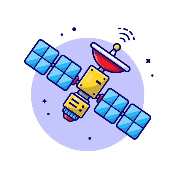 Flying Satellite Space Cartoon Vector Icon Illustration Science Technology Icon — Stock Vector