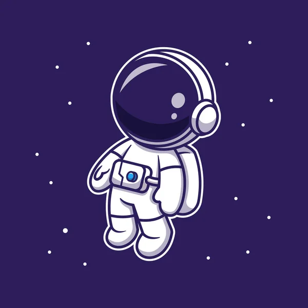 宇宙漫画ベクトルアイコンイラストに浮かぶ可愛い宇宙飛行士 テクノロジーサイエンスアイコンコンセプト絶縁型プレミアムベクトル 平漫画風 — ストックベクタ