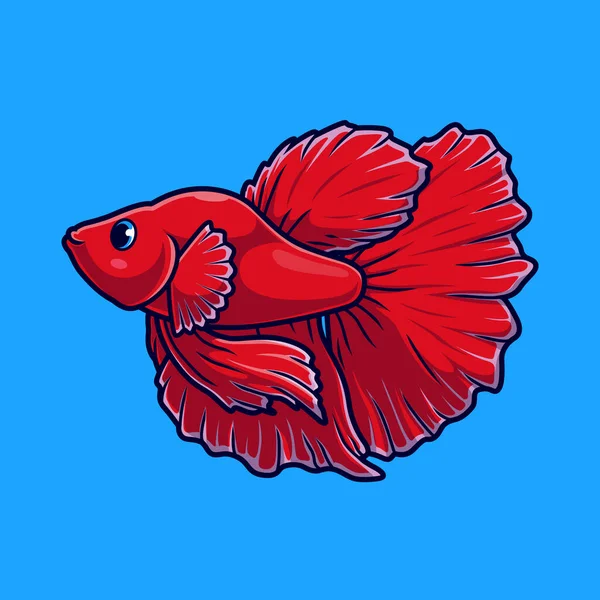Cute Guppy Betta Fish Cartoon Vector Icon Illustration Animal Nature — Stock Vector