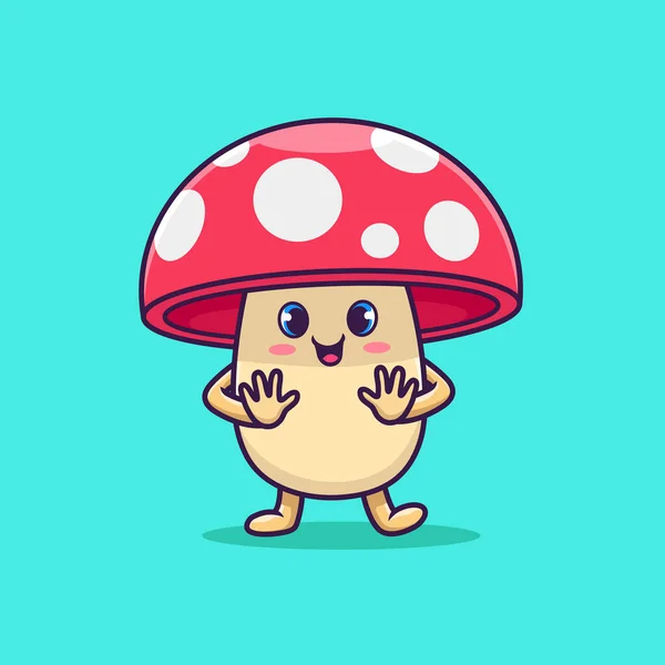 Cute Mushroom Cartoon Vector Icon Illustration Nature Food Icon Concept — Stock Vector