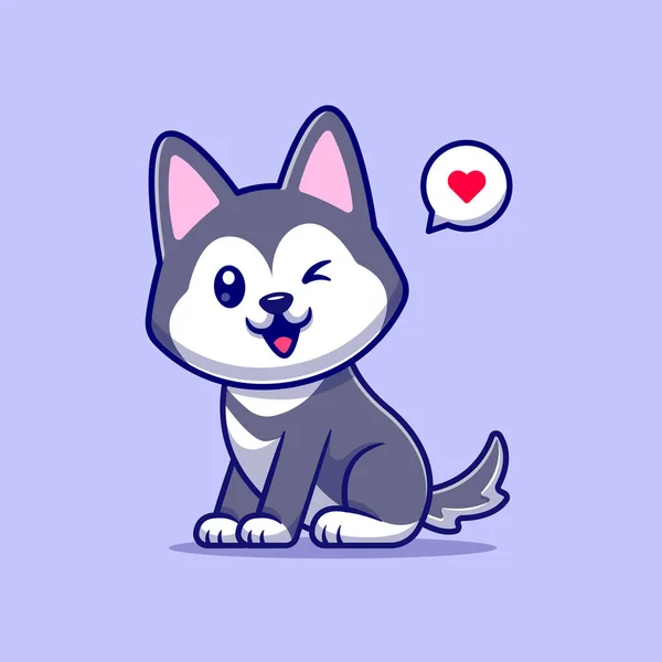 Cute Husky Dog Cartoon Vector Icon Illustration Animal Nature Icon — Stock Vector