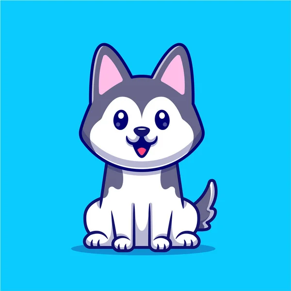 Χαριτωμένο Husky Σκυλί Κάθεται Κινούμενο Σχέδιο Εικονογράφηση Διάνυσμα Έννοια Εικονίδιο — Διανυσματικό Αρχείο