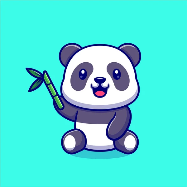 Bambu Karikatür Vektör Simgesi Llüstrasyonlu Şirin Panda Hayvan Doğa Simgesi — Stok Vektör
