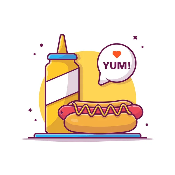 Hot Dog Hořčicí Cartoon Vector Icon Illustration Food Drink Icon — Stockový vektor
