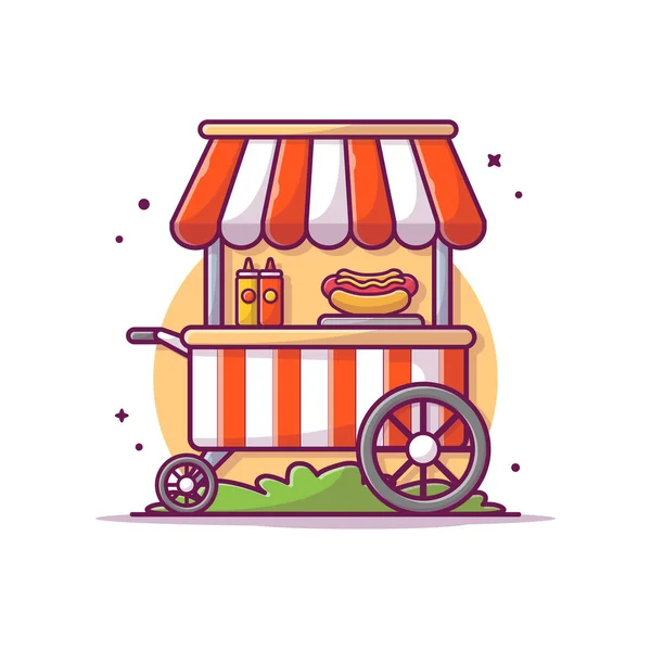 Hotdog Stand Fast Food Street Shop Avec Hot Dog Sauce — Image vectorielle