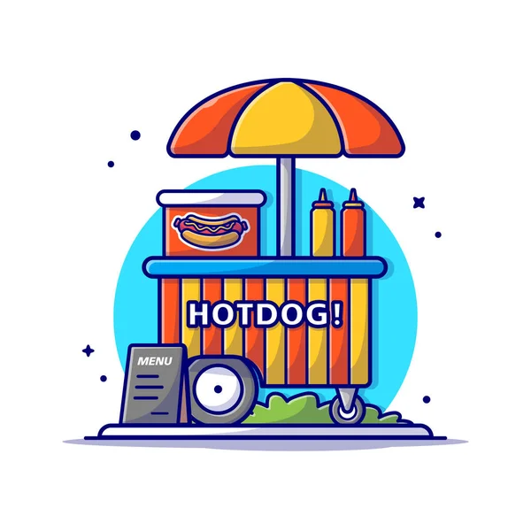 Hot Dog Stánek Fast Food Street Shop Hot Dogy Omáčkou — Stockový vektor