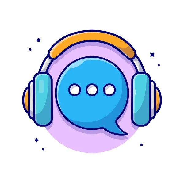 Speech Bubble Headphone Music Cartoon Vector Icon Illustration Dalam Bahasa - Stok Vektor