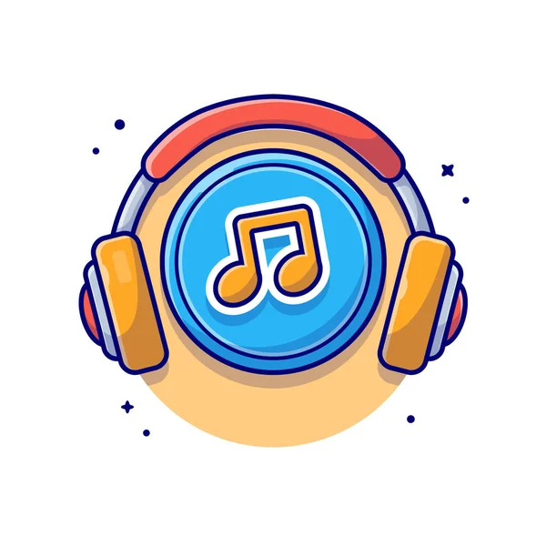 Music Notes Ikoon Met Hoofdtelefoon Music Cartoon Vector Icon Illustration — Stockvector
