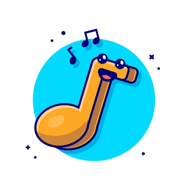 Niedliche Kawaii Music Note Cartoon Vector Icon Illustration Recreation Object — Stockvektor
