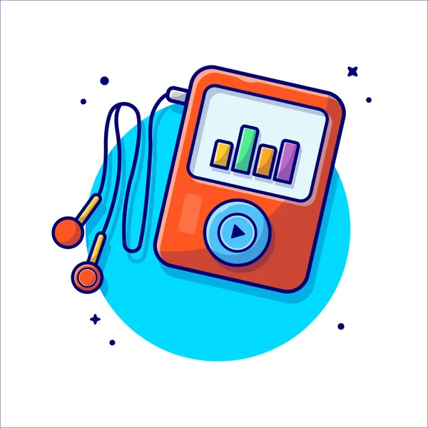 Ipod Audio Music Player Mit Kopfhörer Cartoon Vector Icon Illustration — Stockvektor