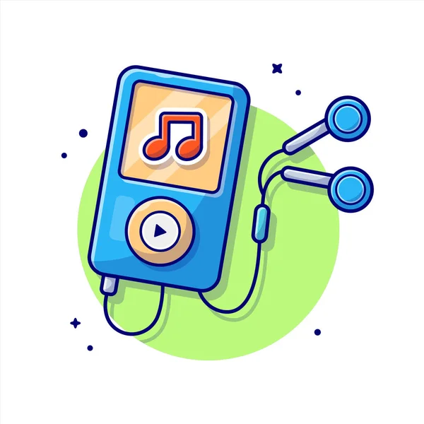 Ipod Audio Music Player Mit Kopfhörer Cartoon Vector Icon Illustration — Stockvektor