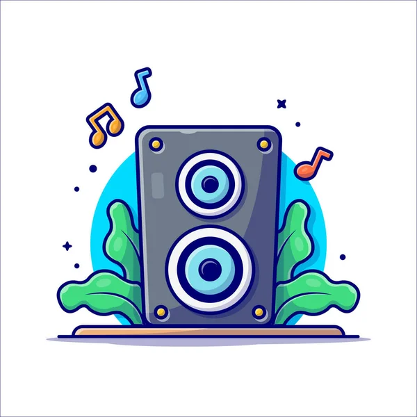Akustisches Soundsystem Lautsprecher Mit Noten Von Musik Cartoon Vector Icon — Stockvektor