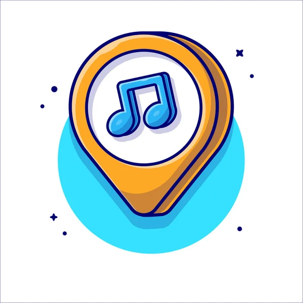 Muzieklocatie Met Note Music Cartoon Vector Icon Illustration Art Object — Stockvector