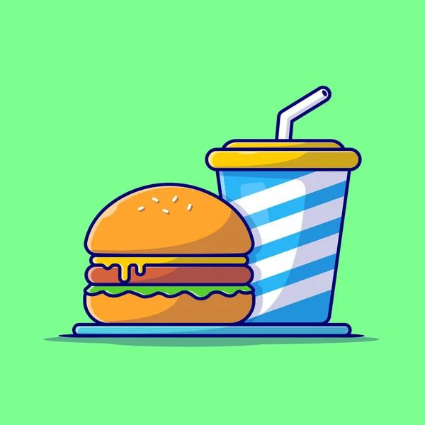 Burger Soda Cartoon Vector Ilustração Ícone Conceito Ícone Comida Bebida —  Vetores de Stock