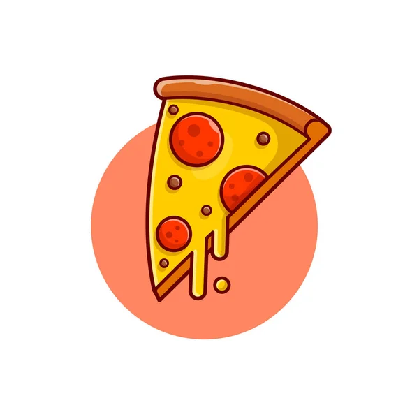 Pizza Smält Tecknad Vektor Ikonillustration Food Object Icon Concept Isolerad — Stock vektor