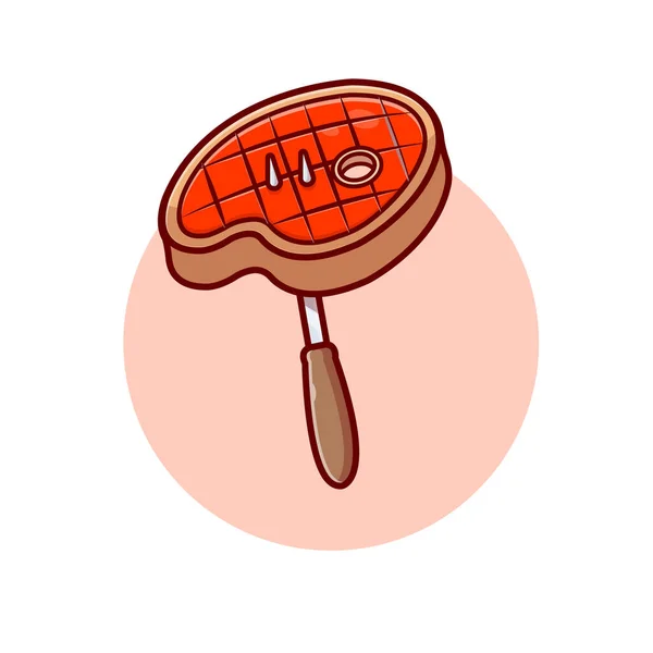 バーベキュービーフ漫画ベクトルアイコンイラスト Food Object Icon Concept絶縁型プレミアムベクトル 平漫画風 — ストックベクタ