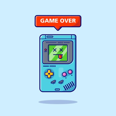 Tatlı Gameboy Çizgi Film Vektör Simgesi İllüstrasyonu. Eğlence Teknolojisi Simgesi İzole edilmiş Premium Vektörü. Düz Çizgi Film Biçimi