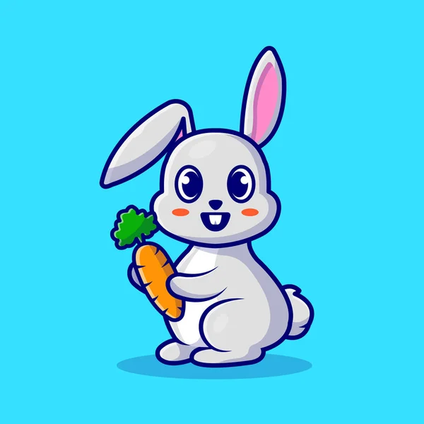 Cute Rabbit Carrot Cartoon Vector Icon Illustration Animal Nature Icon — Stock Vector