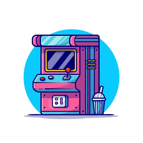 Máquina Arcade Com Soda Cartoon Vector Icon Ilustração Tecnologia Recreação — Vetor de Stock
