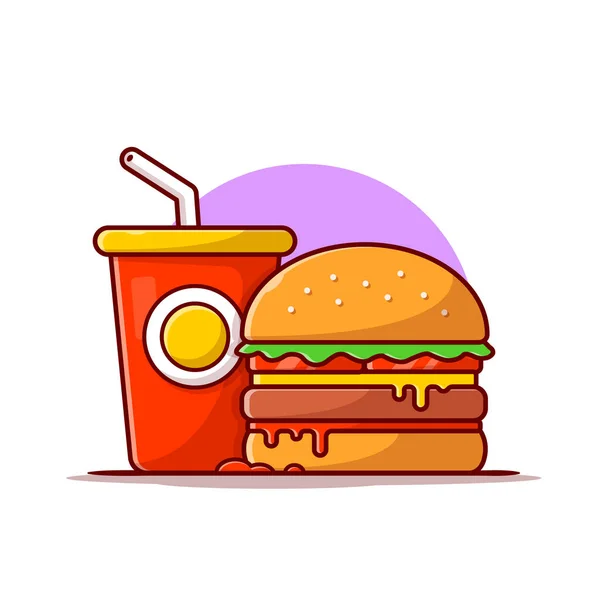 Burger Soda Cartoon Vector Icon Illustration Icône Nourriture Boisson Concept — Image vectorielle
