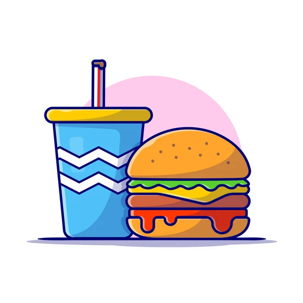 Burger Soda Cartoon Vector Icon Illustration Food Drink Icon Concept — Stock Vector