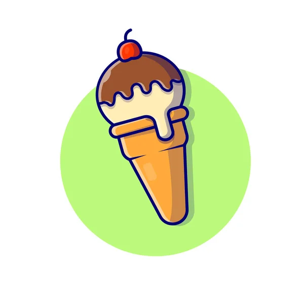 Cream Cone Cartoon Vector Icon Illustration Food Drink Icon Concept — Stock Vector