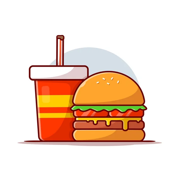 Burger Soda Cartoon Векторні Ілюстрації Концепція Їжі Напоїв Ізольований Преміум — стоковий вектор