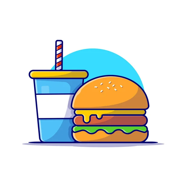 Burger Soda Cartoon Vector Icon Illustratie Eten Drinken Icoon Concept — Stockvector