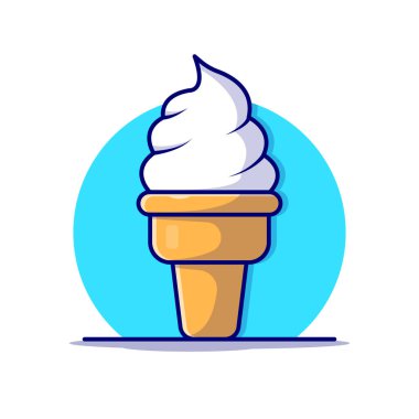 Ice Cream Cone Cartoon Vector Icon Illustration. Food And Drink Icon Concept Isolated Premium Vector. Flat Cartoon Style