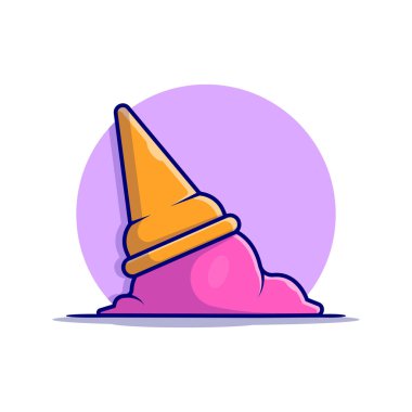Ice Cream Cone Cartoon Vector Icon Illustration. Food And Drink Icon Concept Isolated Premium Vector. Flat Cartoon Style