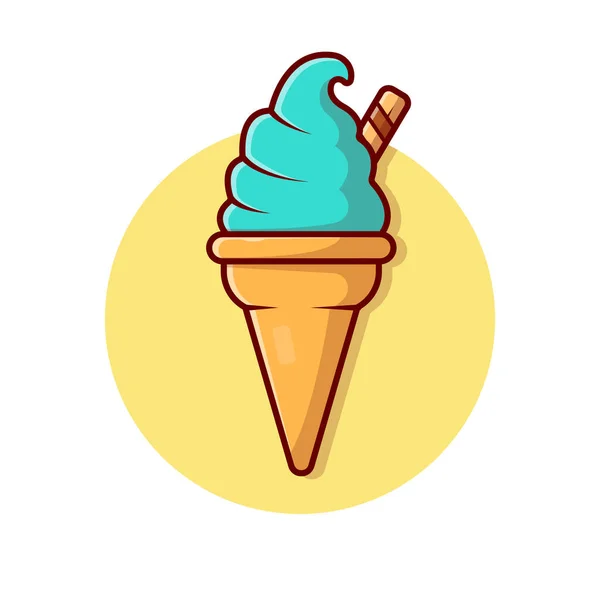 Ice Cream Cone Cartoon Vector Icon Illustration Food Drink Icon — ストックベクタ