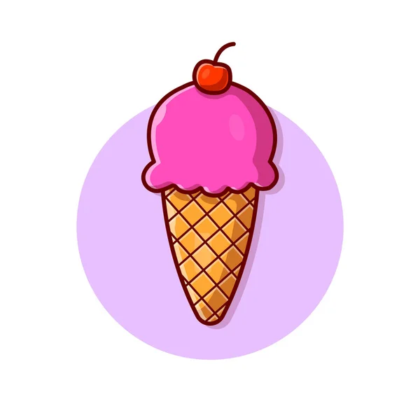 Ice Cream Cone Cartoon Vector Icon Illustration Food Drink Icon — 图库矢量图片