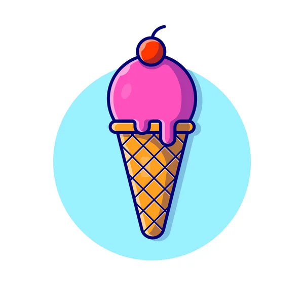 Ice Cream Cone Cartoon Vector Icon Illustration Food Drink Icon — Vetor de Stock