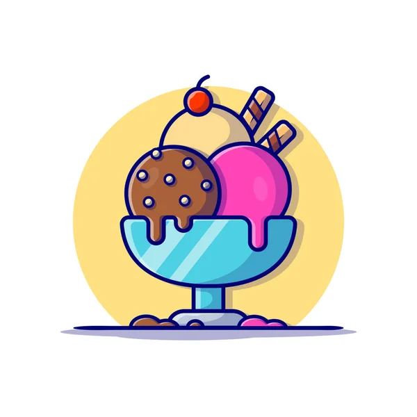 Ice Cream Scoop Cartoon Vector Icon Illustration Food Drink Icon — Stock Vector