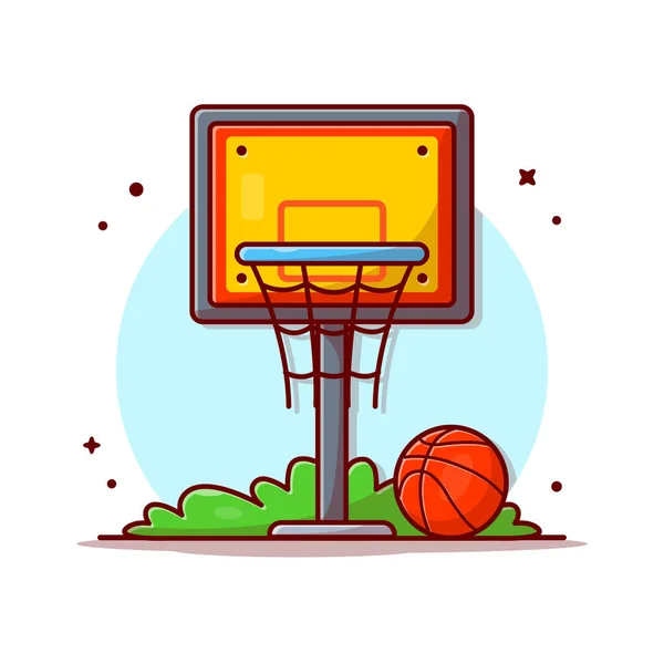Pallone Basket Anello Cartone Animato Icona Vettoriale Illustrazione Sport Object — Vettoriale Stock
