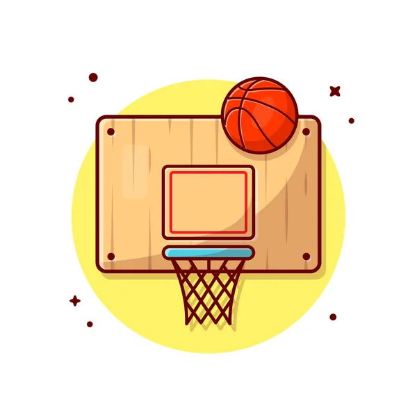 Basket Ball Und Ring Cartoon Vector Icon Illustration Sport Object — Stockvektor
