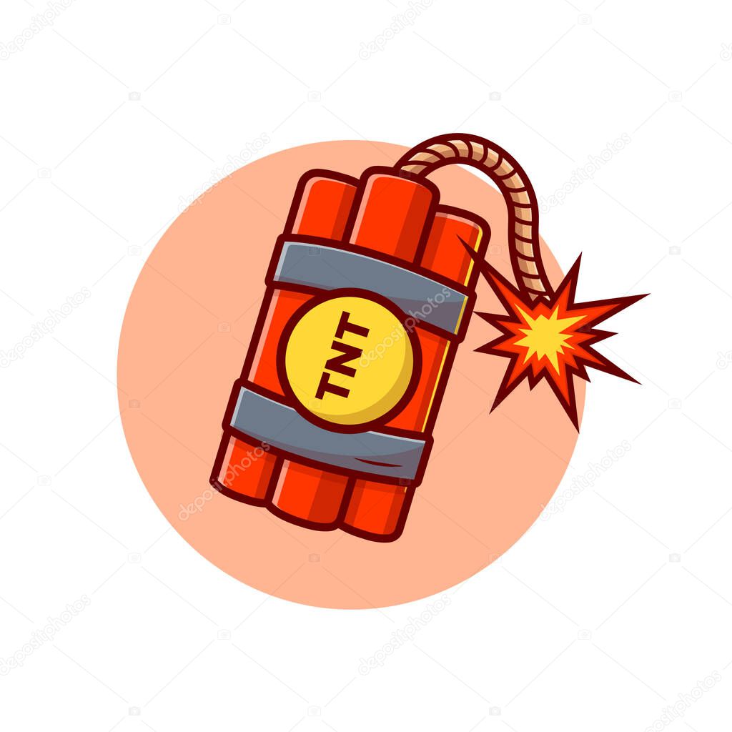 Dynamite Bomb Cartoon Vector Icon Illustration. Art Object Icon Concept Isolated Premium Vector. Flat Cartoon Style