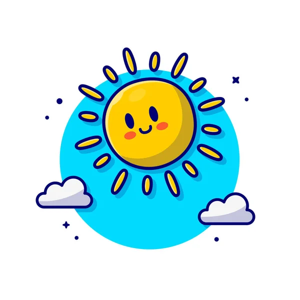 Grazioso Sole Aumento Nuvole Crema Cartone Animato Vettoriale Icona Illustrazione — Vettoriale Stock