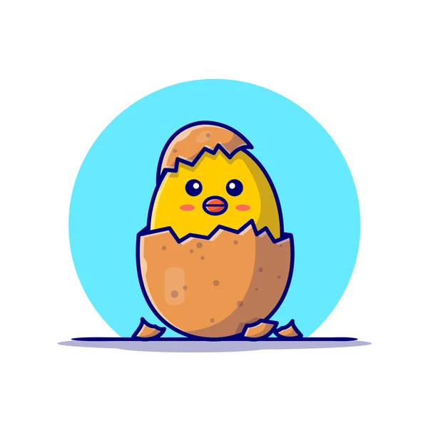Cute Chick Egg Cartoon Vector Icon Illustration Animal Nature Icon — Stock Vector